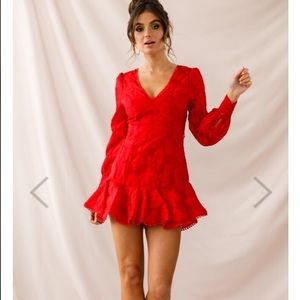NWOT Selfie Leslie Red Open Back Dress - Sz S